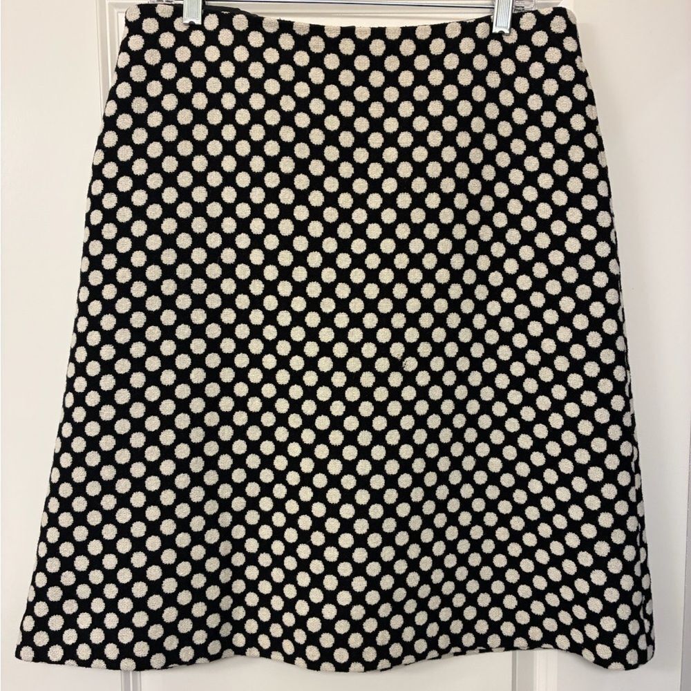 BODEN Wool Blend Polka A-Line Skirt Polka Dot Black White Women’s Size 10L
